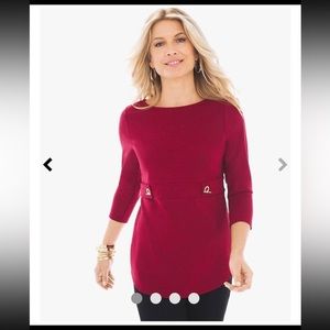 Medium/large Chico’s Size 1 red tunic top. Medium/large Fit